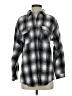 Unbranded 100% Polyester Plaid Gray Silver Long Sleeve Blouse Size S - photo 1