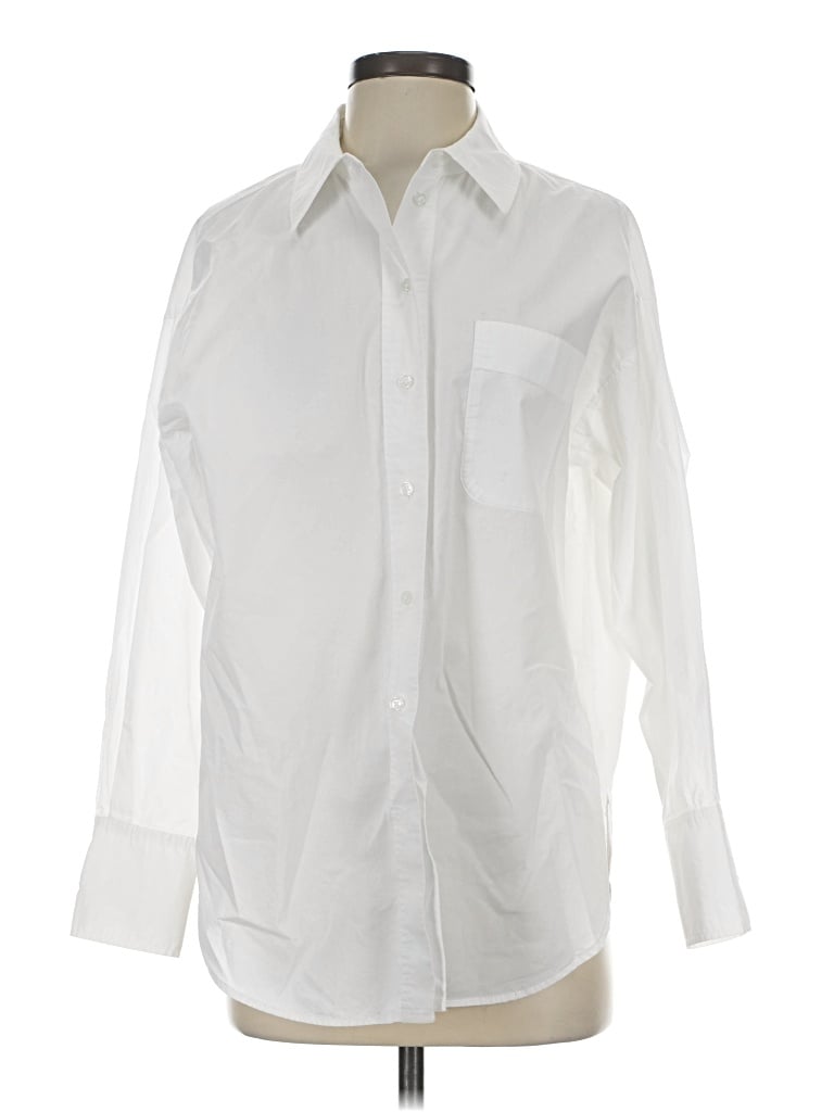Pre-owned Mng Long Sleeve Button Down Shirt In White