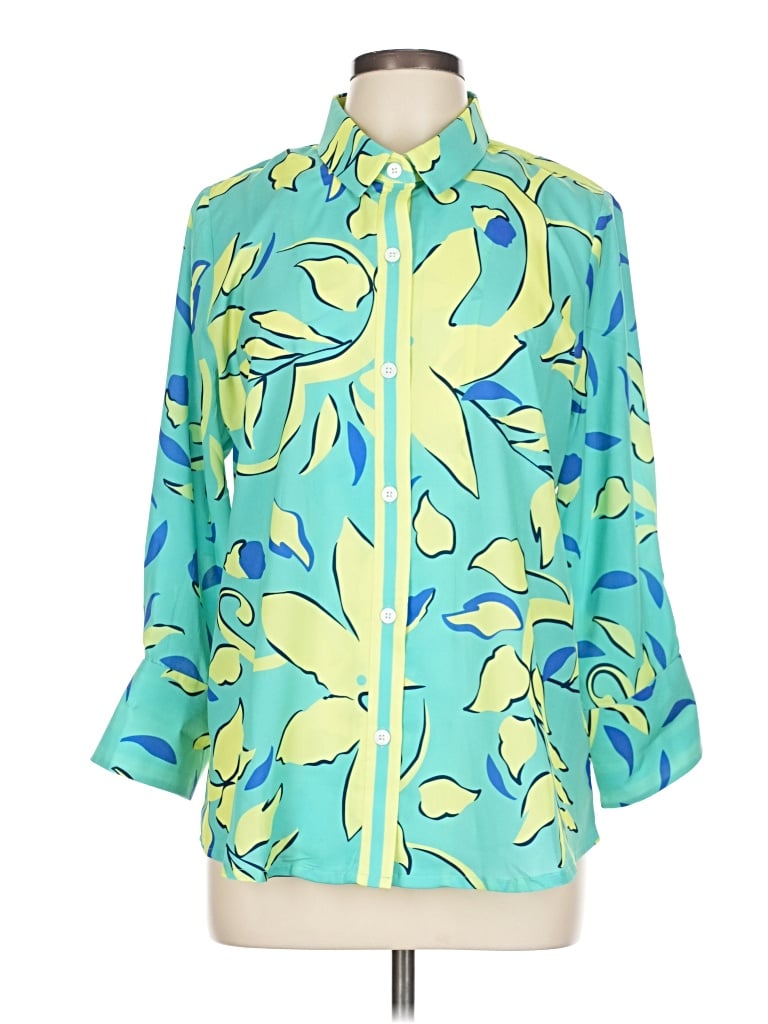 Pre-owned Gretchen Scott Designs 3/4 Sleeve Blouse In Blue