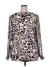 Perseption Concept Animal Print Silver Long Sleeve Blouse Size 2X - photo 2