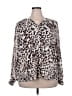 Perseption Concept Animal Print Silver Long Sleeve Blouse Size 2X - photo 1