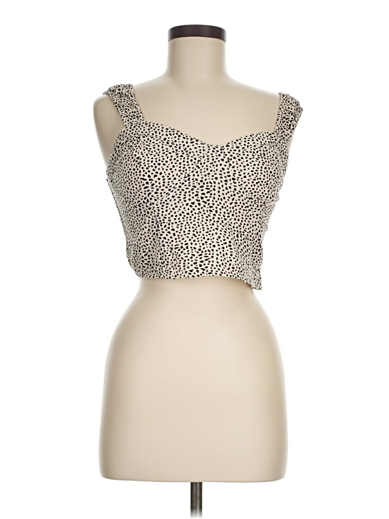 Pre-owned Japna Sleeveless Top Tan Sweetheart Neckline Tops In Brown