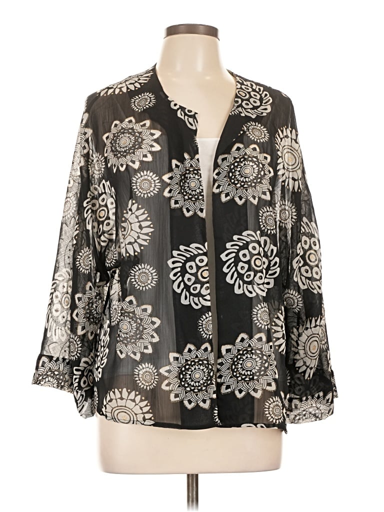 Pre-owned Travelsmith 3/4 Sleeve Blouse In Black