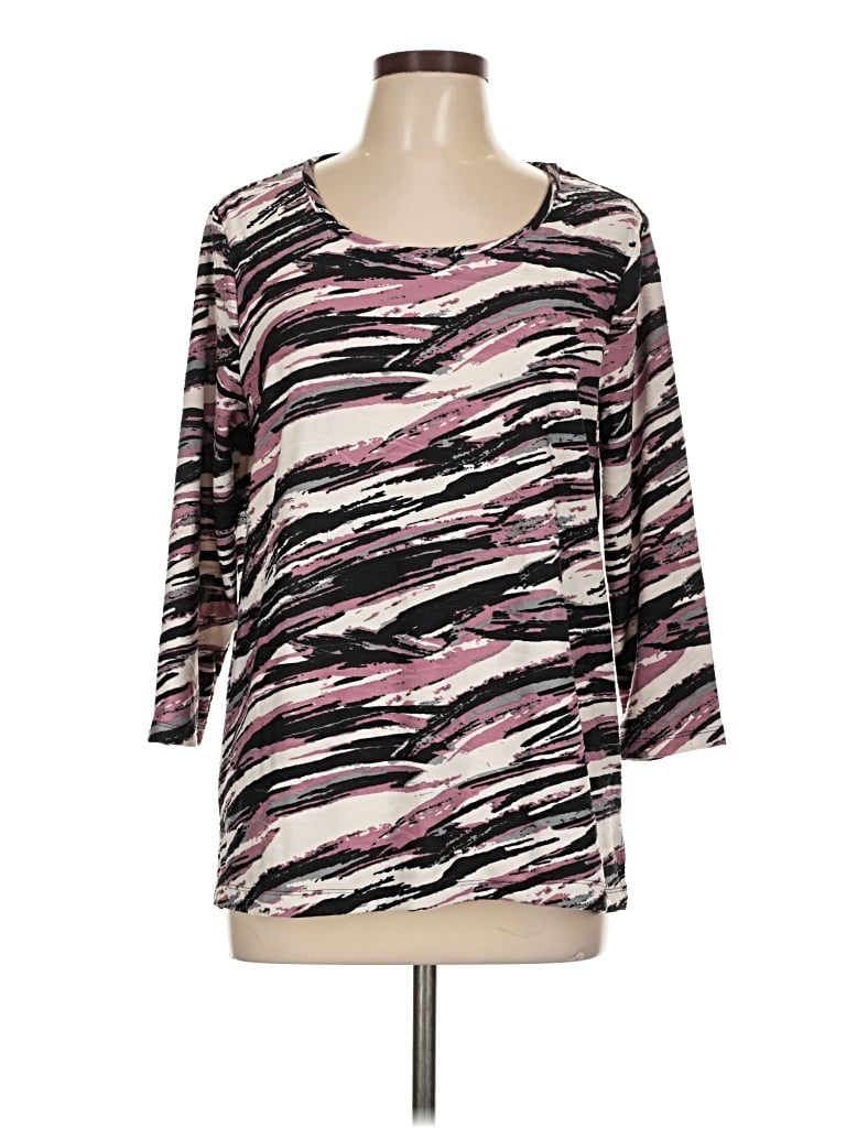 Pre-owned Emily Daniels 3/4 Sleeve Top Pink Scoop Neck Tops