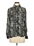 Pink Tartan 100% Polyester Animal Print Black Long Sleeve Blouse Size 2 - photo 1