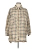 Boohoo Plaid Ivory 3/4 Sleeve Button-Down Shirt Size 10 - photo 1