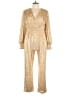 Mac Duggal 100% Polyester Metallic Marled Ombre Solid Stars Gold Jumpsuit Size 12 - photo 1