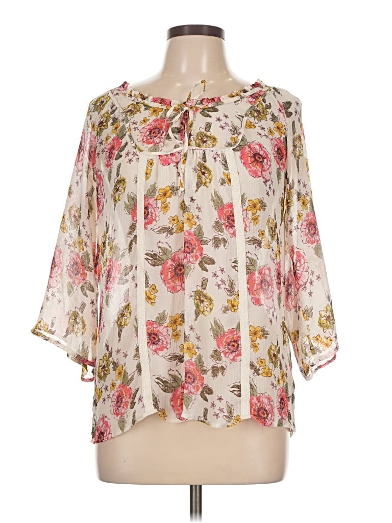 Pre-owned Decree 3/4 Sleeve Blouse In White