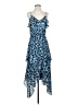 Parker 100% Polyester Print Blue Cocktail Dress Size XS - photo 1