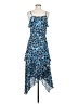 Parker 100% Polyester Print Blue Cocktail Dress Size XS - photo 2