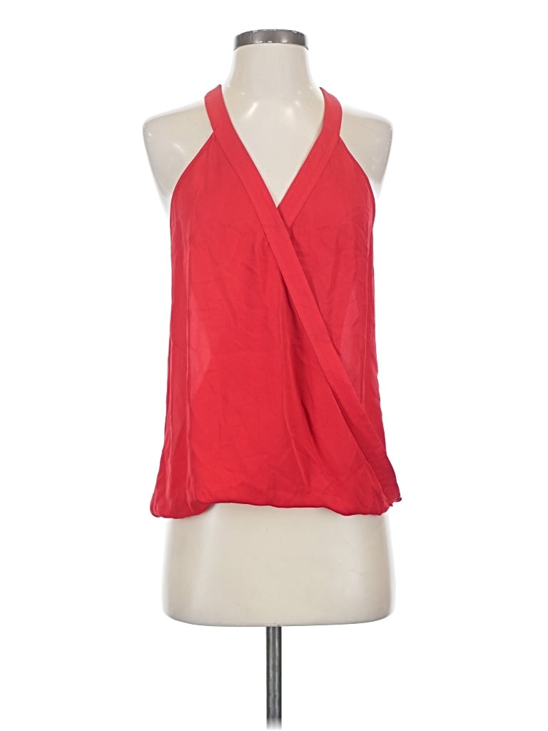 Pre-owned Parker Sleeveless Silk Top Red Halter Neckline Tops