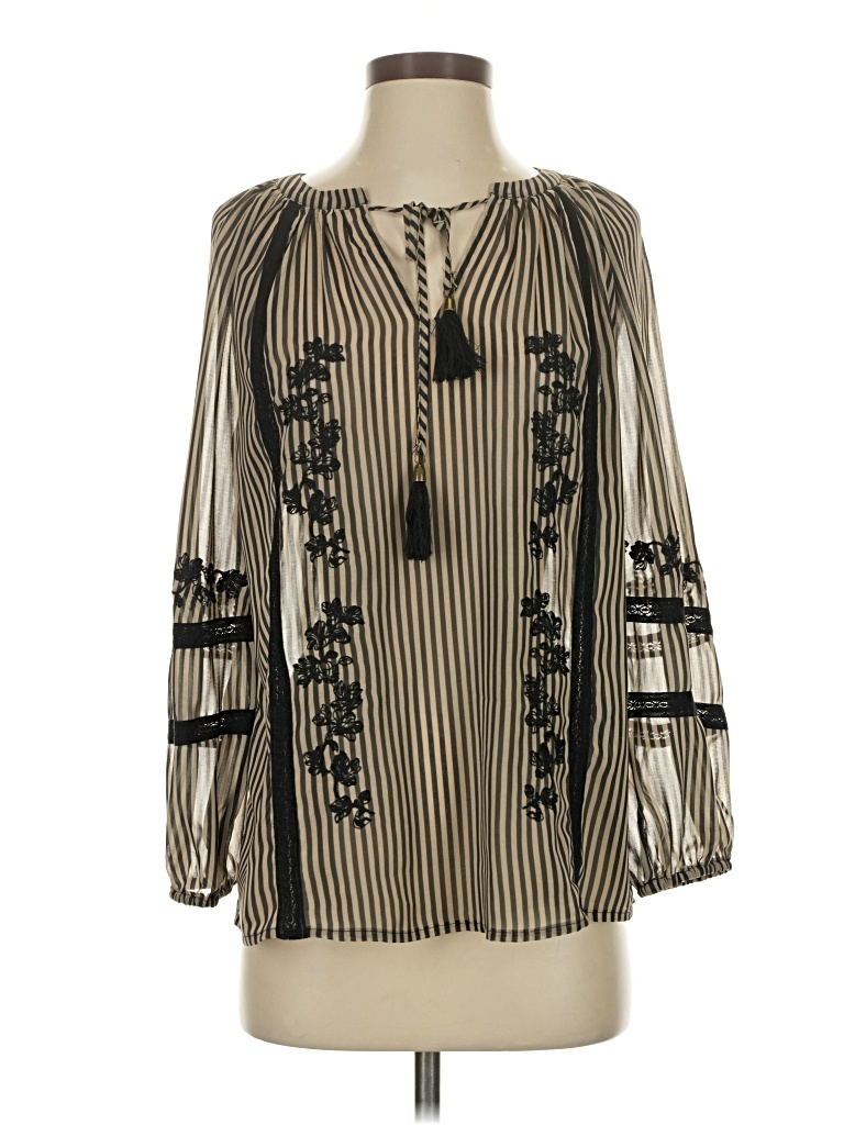 Pre-owned Chico's Long Sleeve Blouse In Brown
