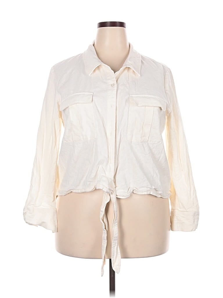 Pre-owned Sofia Jeans By Sofia Vergara 3/4 Sleeve Button Down Shirt In White