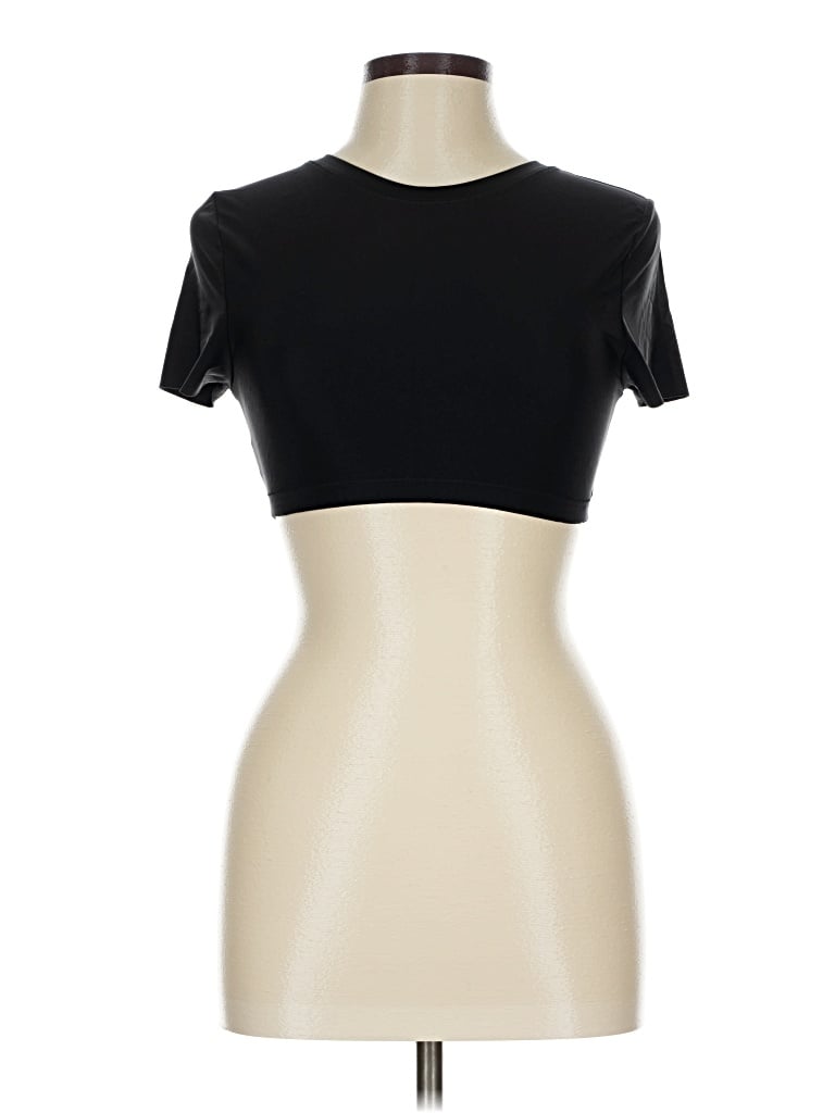 Pre-owned Aerie Short Sleeve Turtleneck In Black