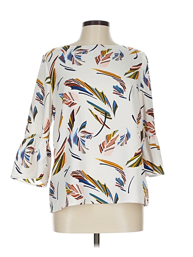 Pre-owned Halogen 3/4 Sleeve Blouse In White