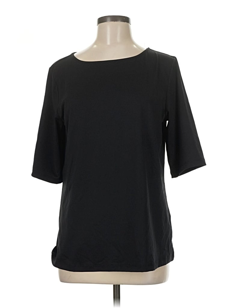 Pre-owned Susan Graver 3/4 Sleeve T-shirt In Black