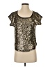 Mine 100% Polyester Metallic Gold Short Sleeve Top Size S - photo 1