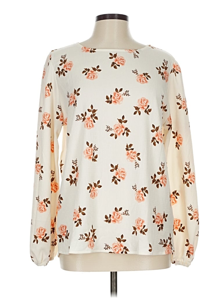 Pre-owned Lularoe Long Sleeve Blouse In White