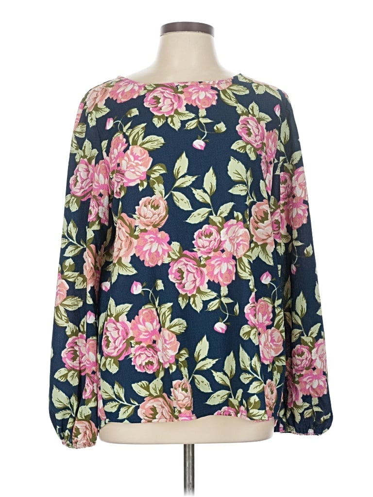 Pre-owned Lularoe Long Sleeve Blouse In Blue