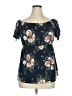 Perseption Blue Short Sleeve Blouse Size XL (estimated) - photo 1