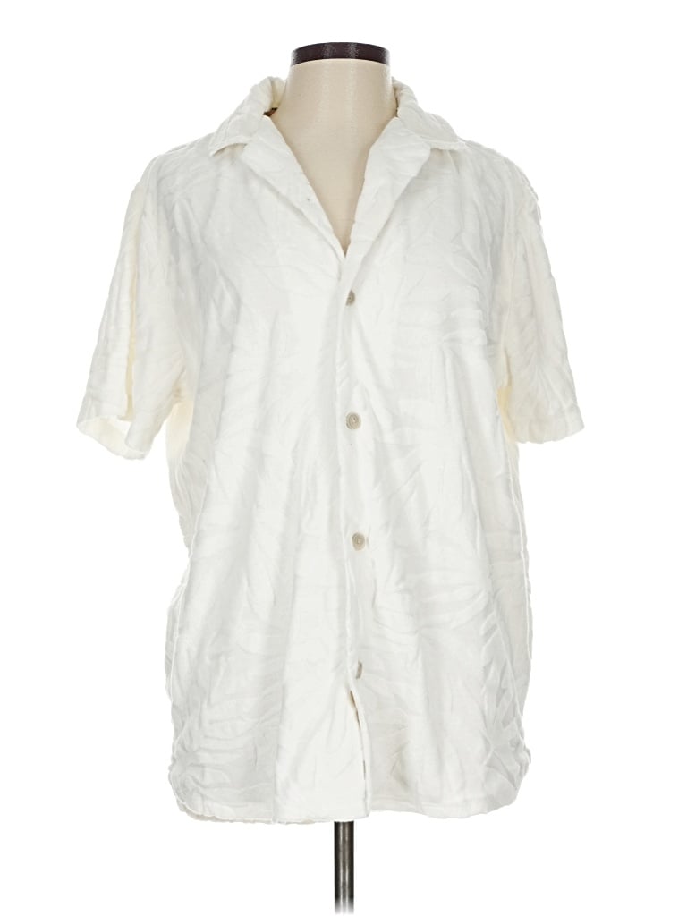 Pre-owned Weatherproof Short Sleeve Button Down Shirt In White