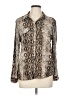 Alexander Jordan 100% Rayon Animal Print Silver Brown Long Sleeve Blouse Size L - photo 1