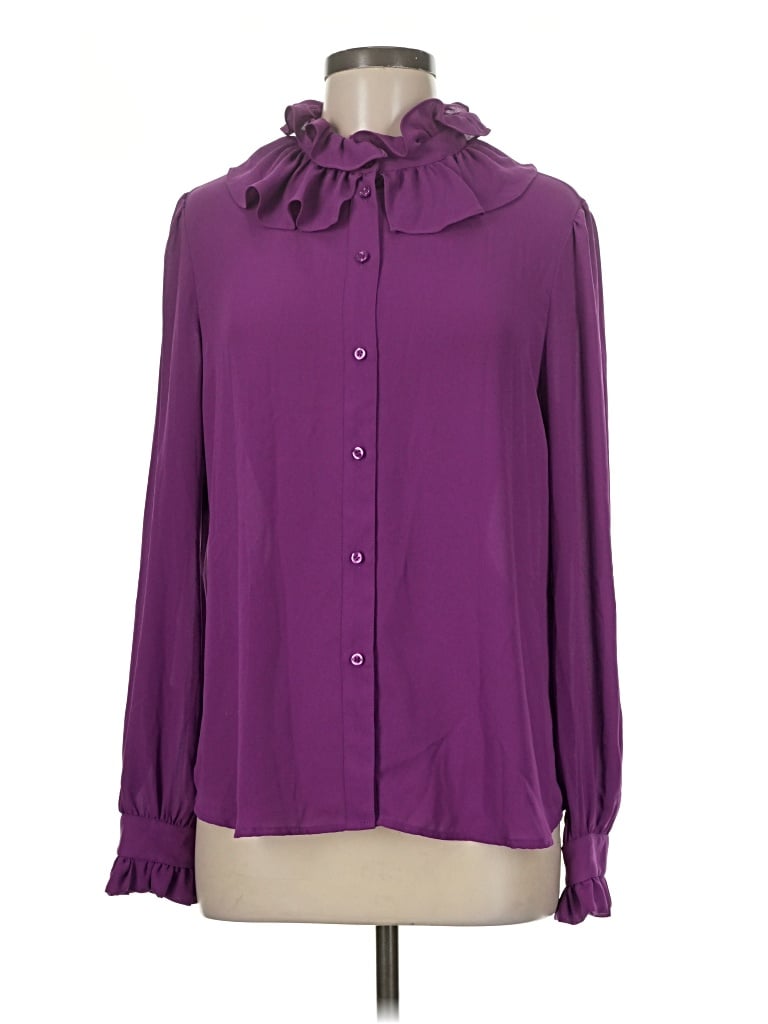 Pre-owned Halogen Long Sleeve Blouse In Purple