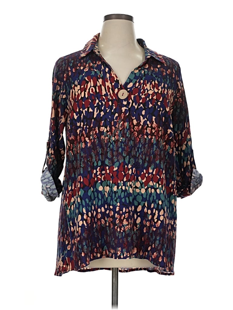 Pre-owned Avenue 3/4 Sleeve Blouse In Blue