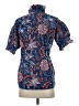 Fox & Hen Paisley Blue Short Sleeve Blouse Size XS - photo 2