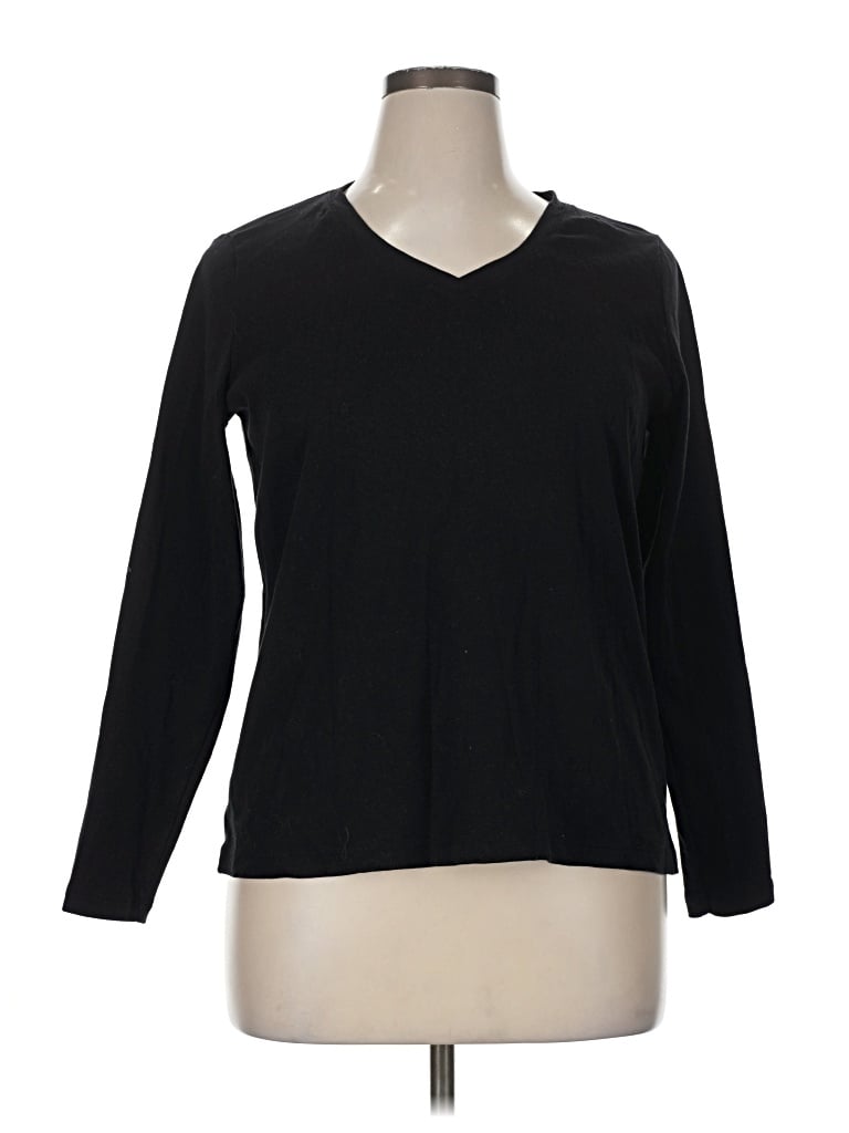 Pre-owned St. John's Bay Long Sleeve T-shirt In Black