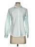 Foxcroft 100% Cotton Chevron-herringbone Teal Long Sleeve Blouse Size 2 (petite) - photo 1