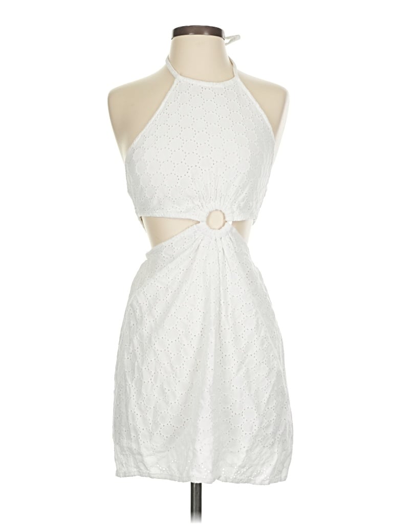 Pre-owned Sim & Sam Cocktail Dress In White