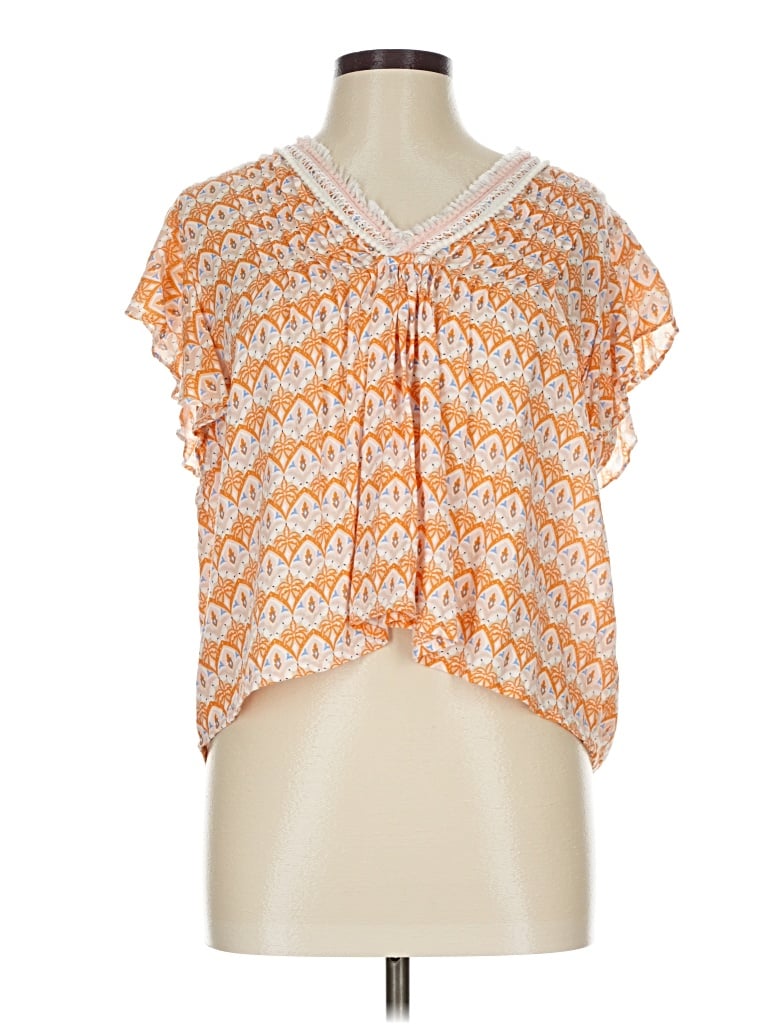 Pre-owned Japna Short Sleeve Blouse In Orange
