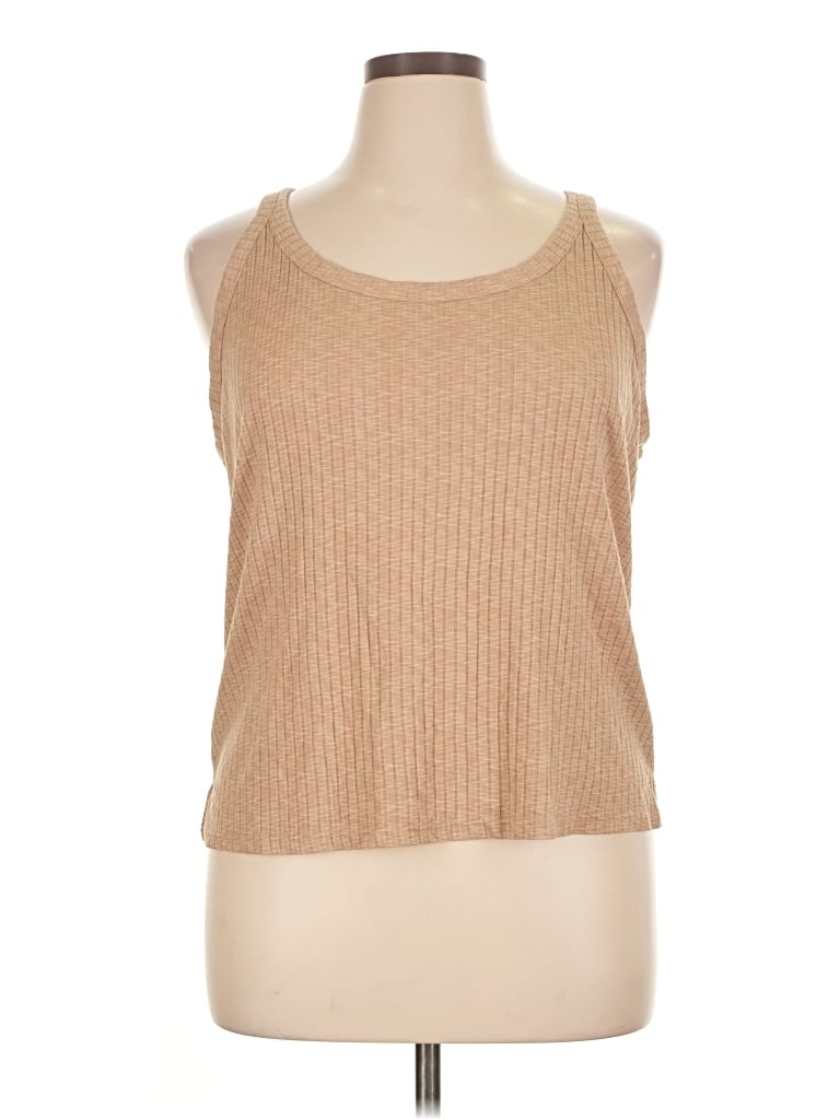 Pre-owned Joyspun Tank Top Tan Halter Neckline Tops In Brown