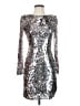 Badgley Mischka 100% Polyester Metallic Silver Cocktail Dress Size XS - photo 1