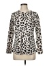 David Cline Animal Print Ivory Long Sleeve Blouse Size M - photo 1