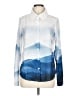 Unbranded 100% Polyester Color Block Blue Long Sleeve Blouse Size L - photo 1