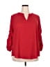 Ava James 100% Polyester Red 3/4 Sleeve Blouse Size 2X - photo 1