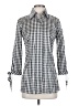Sara Campbell 100% Silk Checkered-gingham Silver Gray 3/4 Sleeve Silk Top Size XS - photo 1
