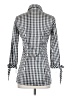 Sara Campbell 100% Silk Checkered-gingham Silver Gray 3/4 Sleeve Silk Top Size XS - photo 2