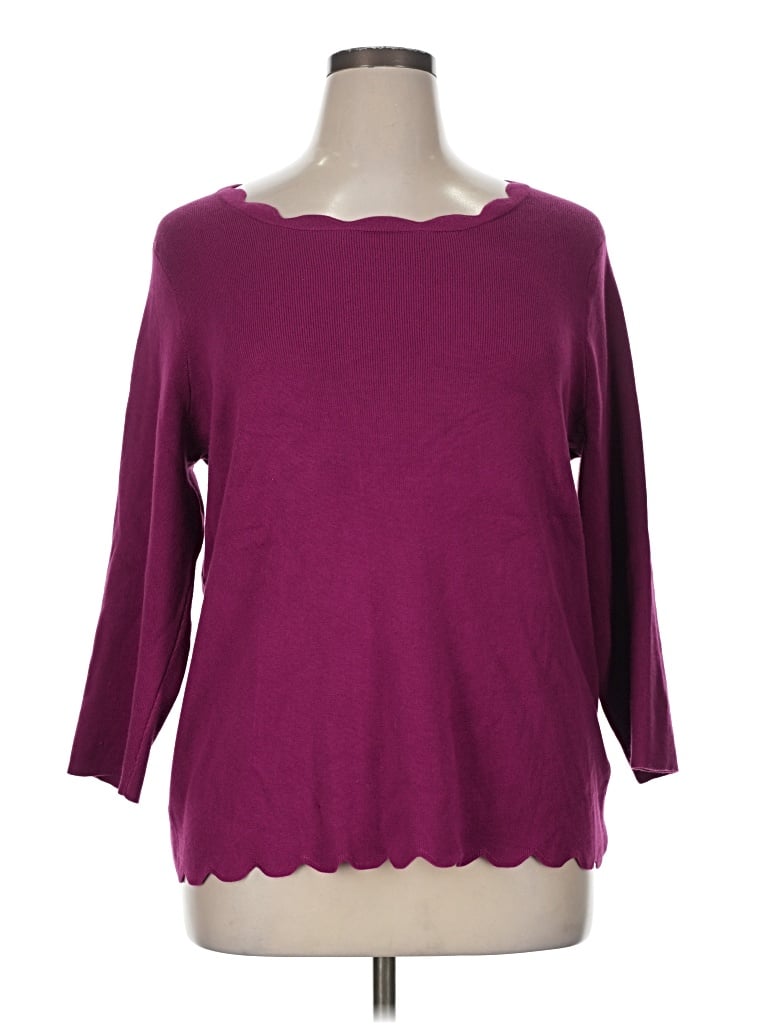 Pre-owned Cable & Gauge 3/4 Sleeve T-shirt In Burgundy