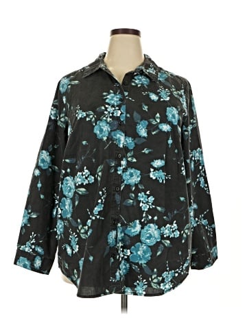 Roaman's 3/4 Sleeve Button-Down Shirt (view 1)