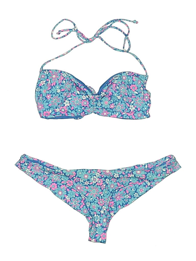 Pre-owned Frankies Bikinis Two Piece Swimsuit In Blue