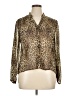 Dots Animal Print Brown Long Sleeve Blouse Size XL - photo 1