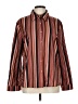 Unbranded 100% Polyester Stripes Brown Orange Long Sleeve Blouse Size L - photo 1
