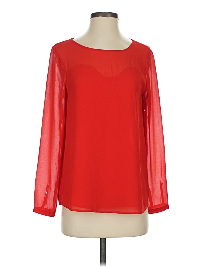 Pre-owned Naked Zebra Long Sleeve Blouse In Red