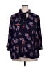 19 Cooper 100% Polyester Stars Blue 3/4 Sleeve Blouse Size 2X - photo 1