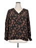 Something Navy 100% Viscose Floral Black Long Sleeve Blouse Size XXL - photo 1