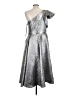 Mac Duggal 100% Polyester Metallic Silver Cocktail Dress Size 12 - photo 2