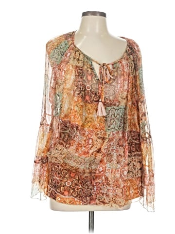 Jade by Johnny Was Long Sleeve Silk Top (view 1)
